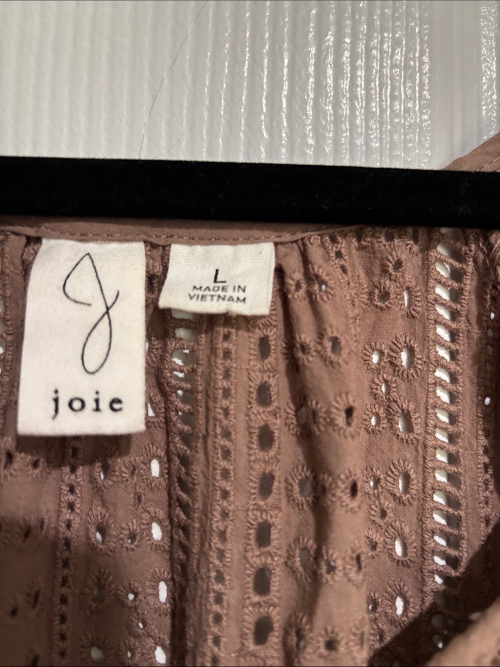 Joie Taupe Eyelet Pull-Over Blouse - Picture 2 of 2